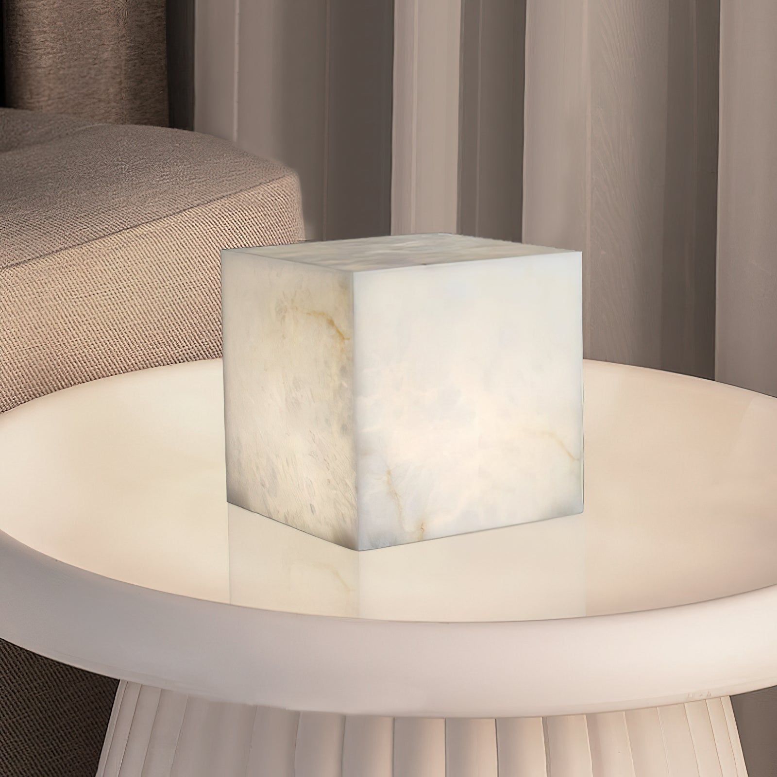 Alabaster Cubic Table Lamp