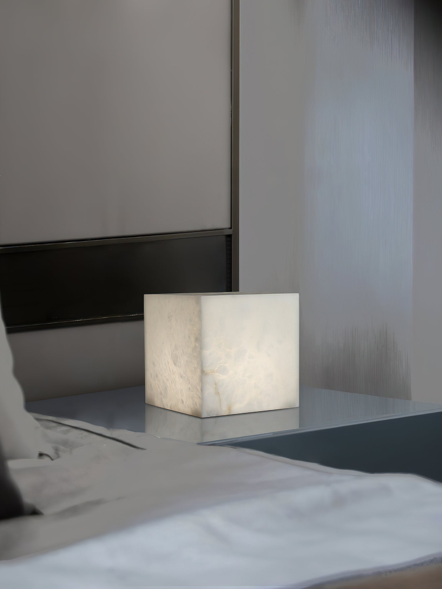 Alabaster Cubic Table Lamp