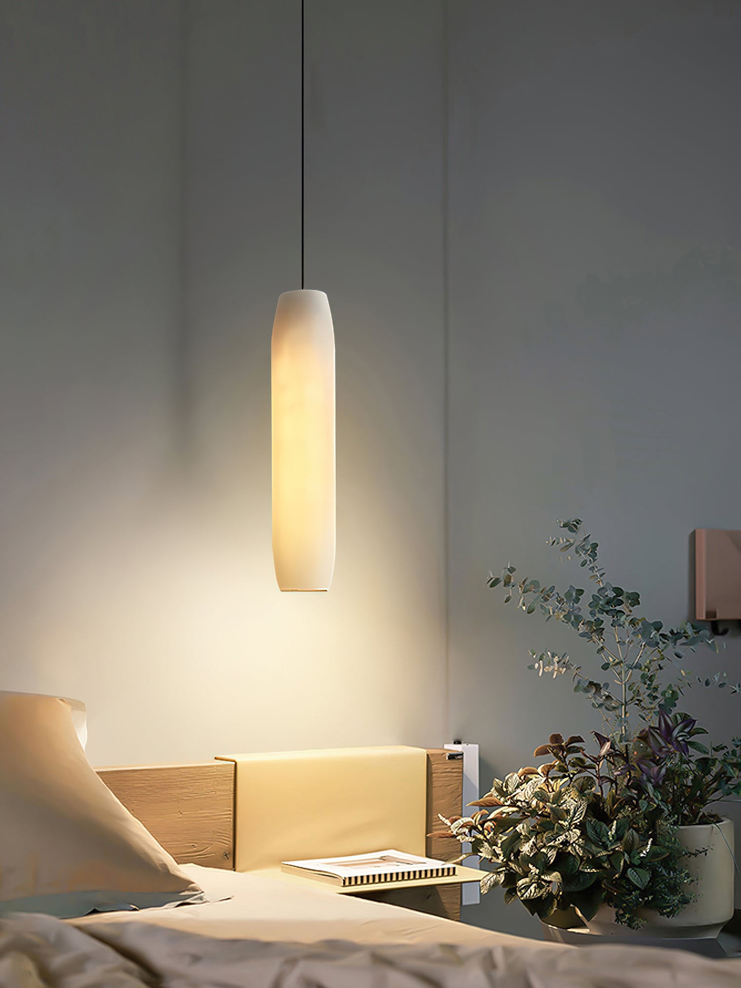 Lampe à suspension flûte en albâtre