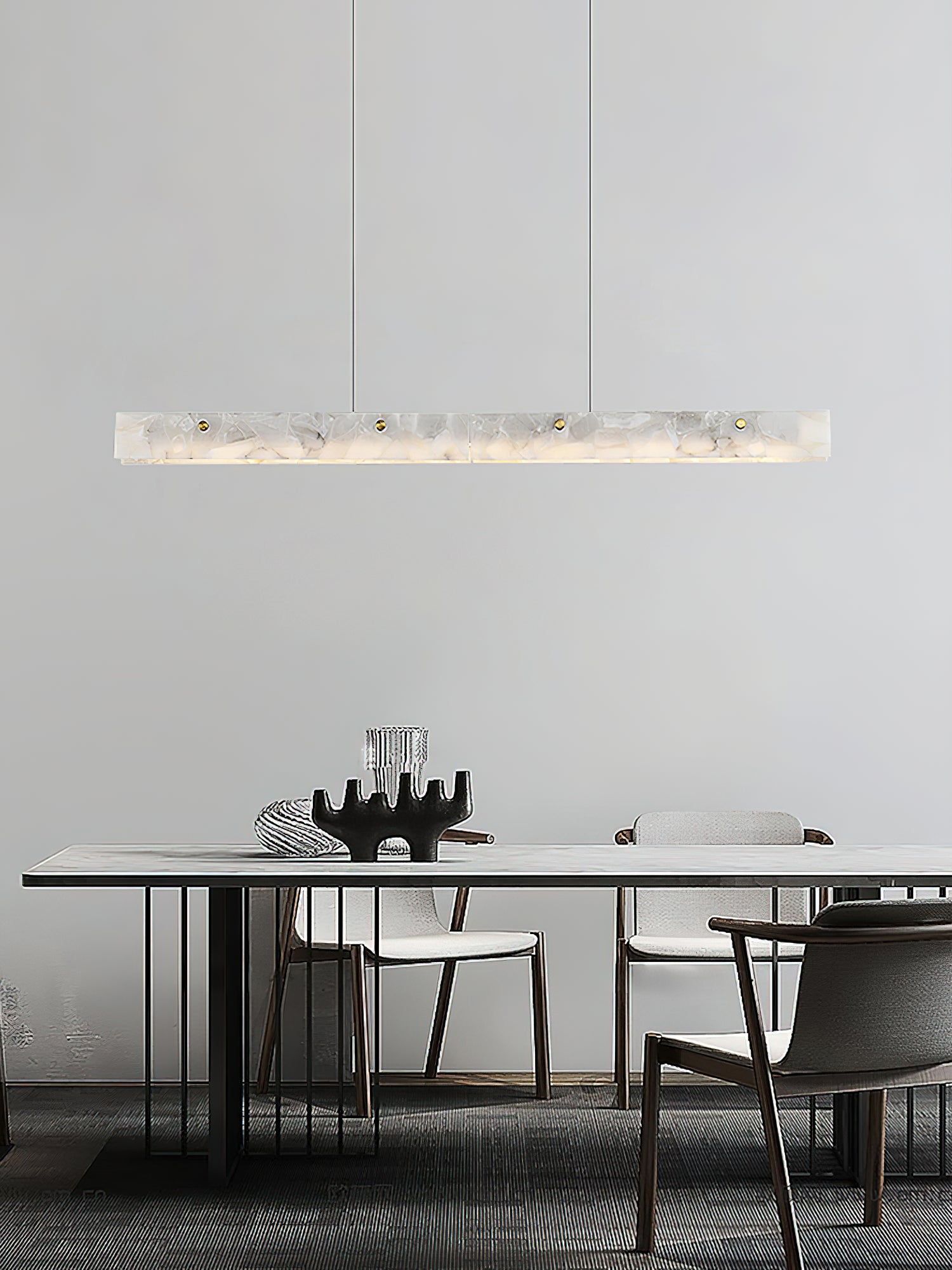 Moderne lineare LED-Pendelleuchte aus Alabaster