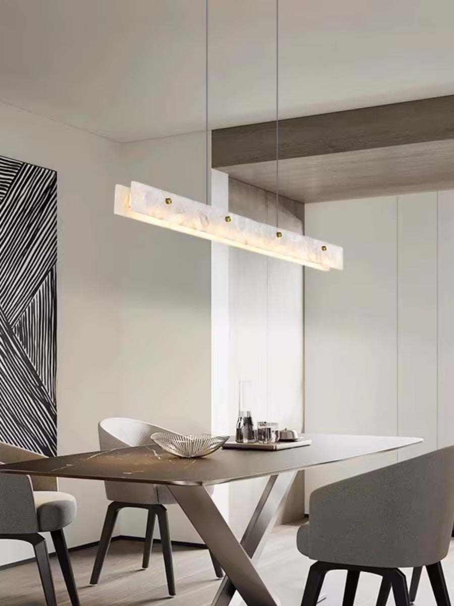 Moderne lineare LED-Pendelleuchte aus Alabaster