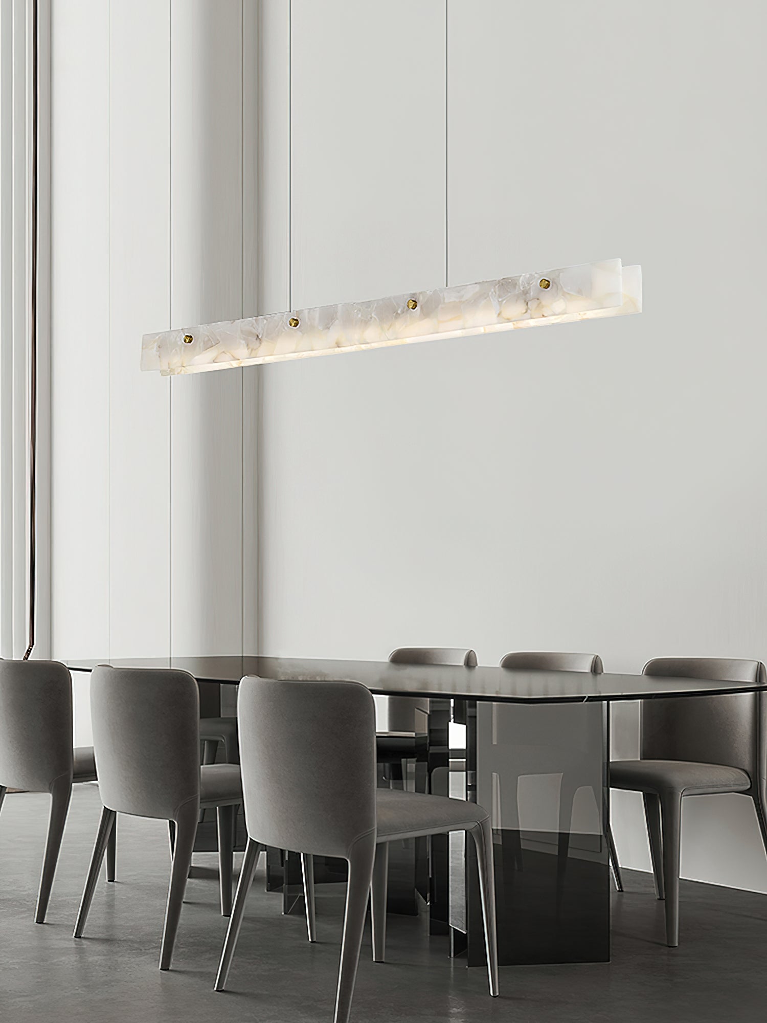 Moderne lineare LED-Pendelleuchte aus Alabaster