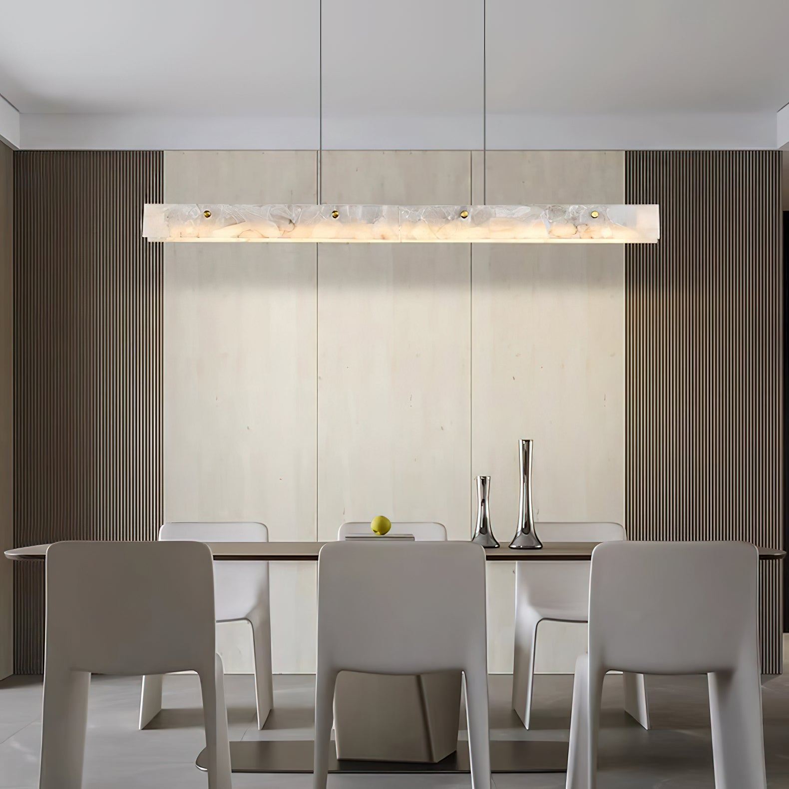 Moderne lineare LED-Pendelleuchte aus Alabaster