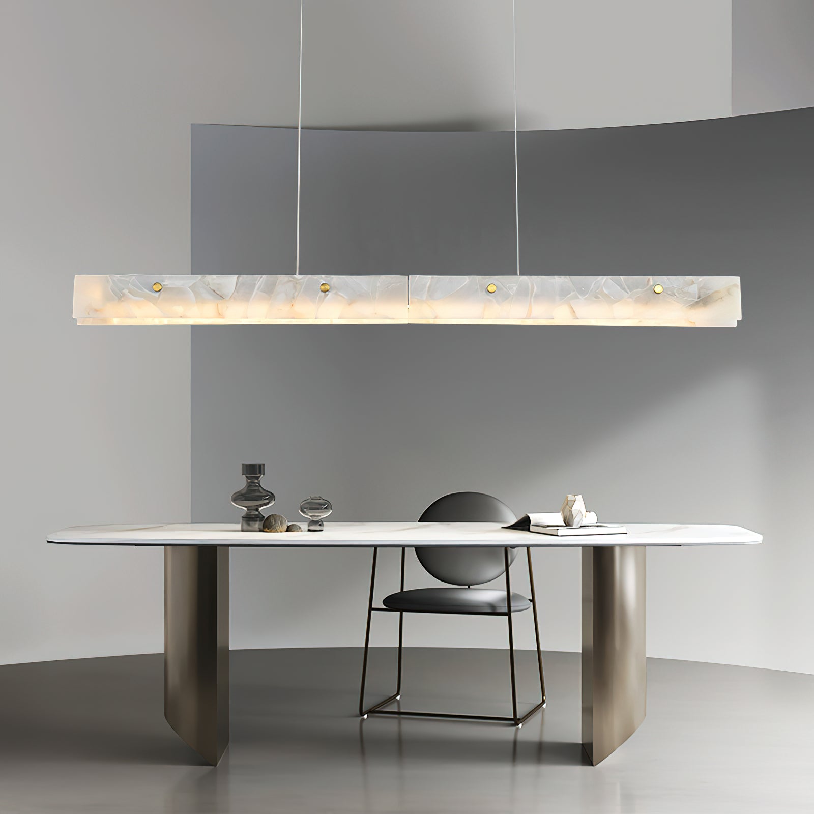 Moderne lineare LED-Pendelleuchte aus Alabaster