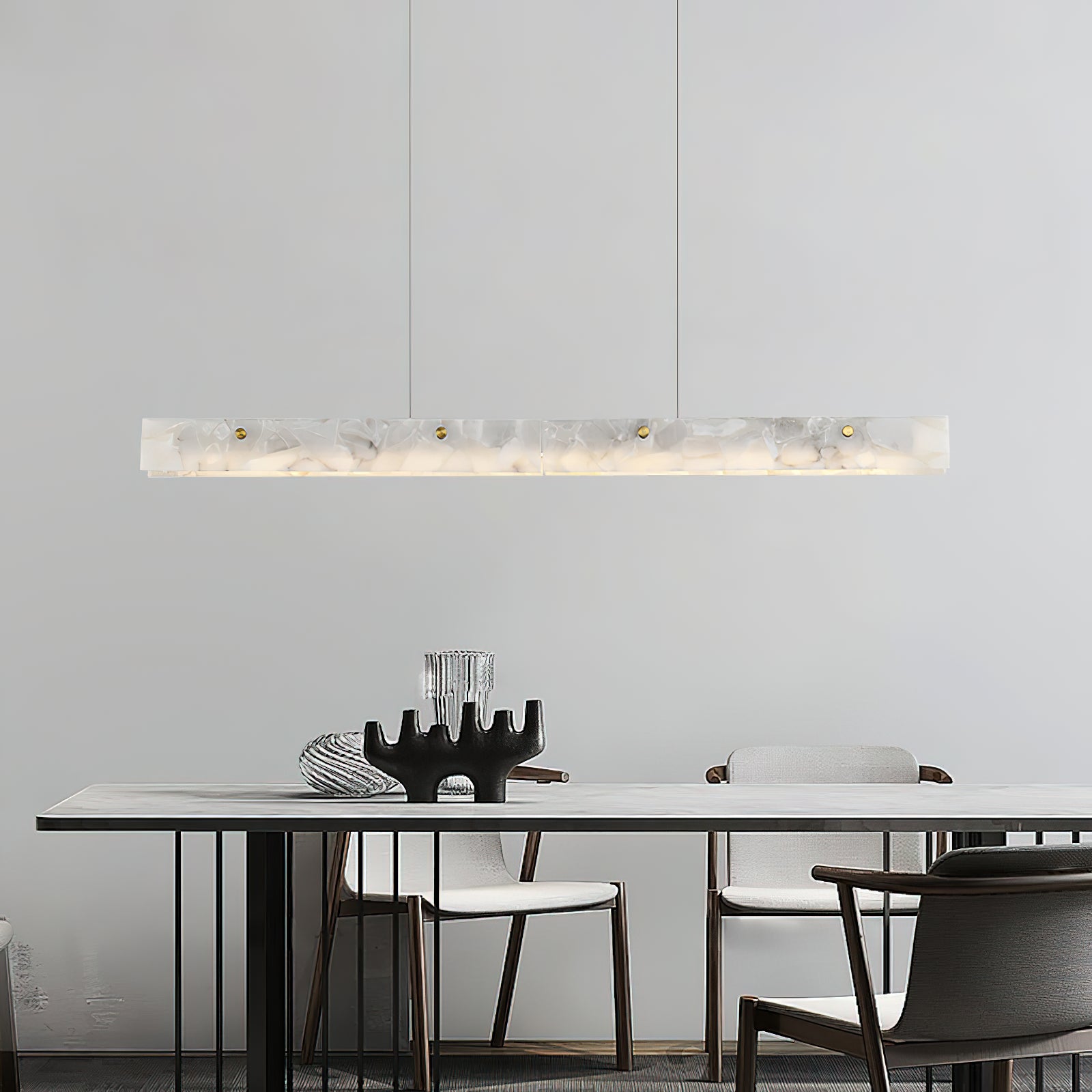 Moderne lineare LED-Pendelleuchte aus Alabaster