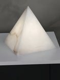 Load image into Gallery viewer, Alabaster Pyramid Table Lamp
