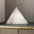 Load image into Gallery viewer, Alabaster Pyramid Table Lamp
