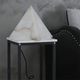 Load image into Gallery viewer, Alabaster Pyramid Table Lamp
