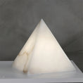 Load image into Gallery viewer, Alabaster Pyramid Table Lamp
