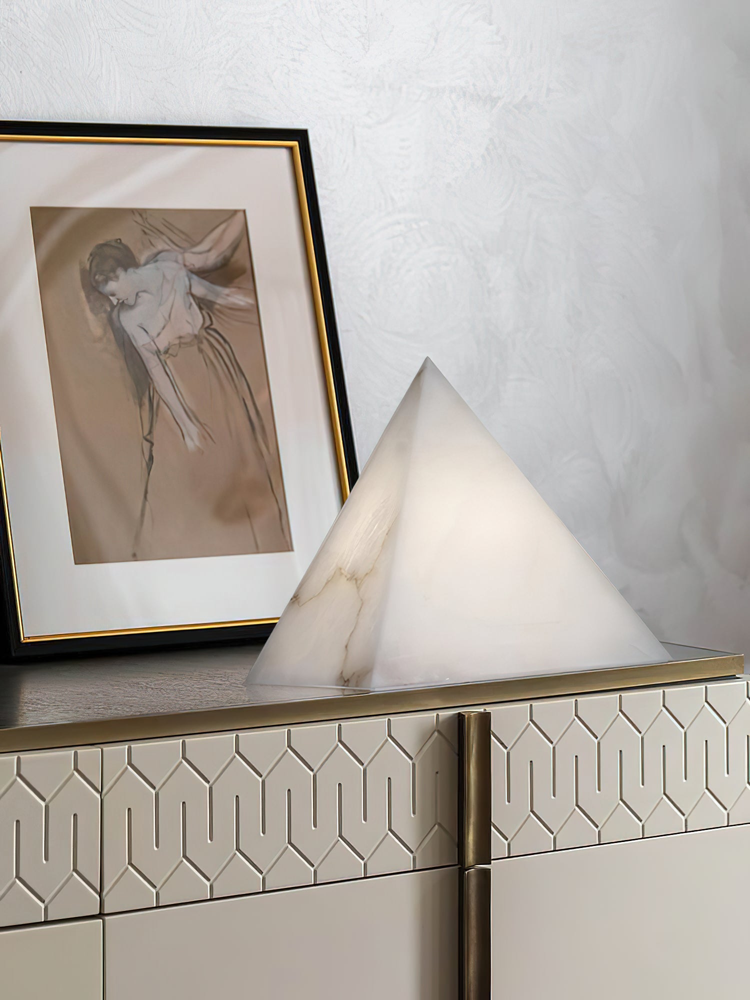 Alabaster Pyramid Table Lamp