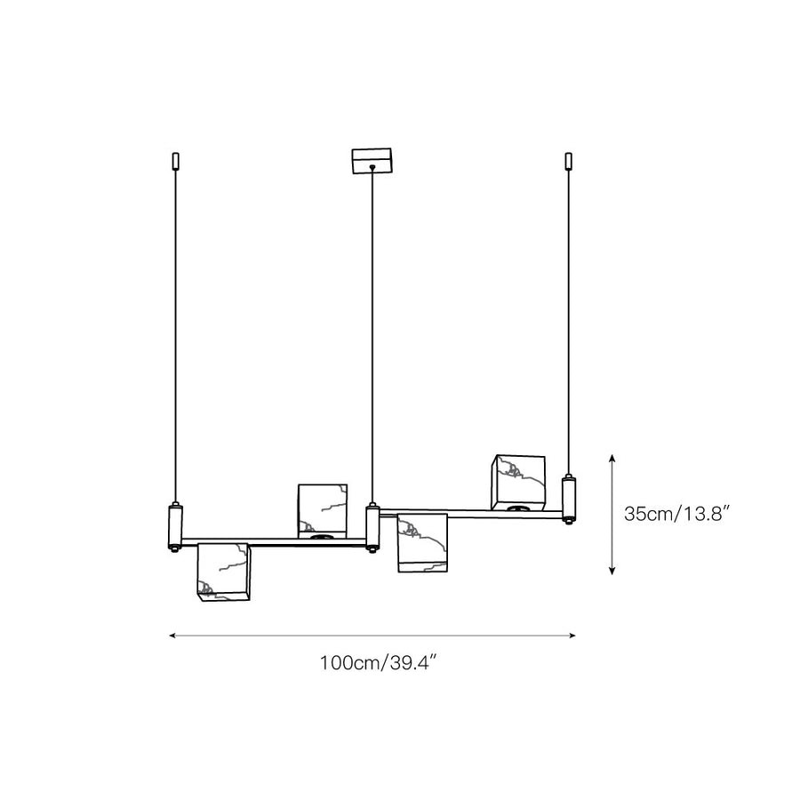Alabaster Square Box Chandelier – detail 3 — Dimension drawings 1