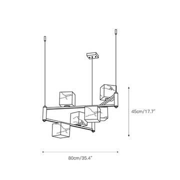 Alabaster Square Box Chandelier – detail 4 — Dimension drawings 2
