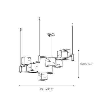 Alabaster Square Box Chandelier – detail 5 — Dimension drawings 3