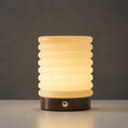 Charger l'image dans la visionneuse de la galerie, Alabaster Striped Table Lamp (Built-in Battery)
