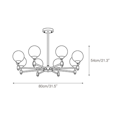 Alessio Globe Chandelier – detail 5 — Dimension drawings 1
