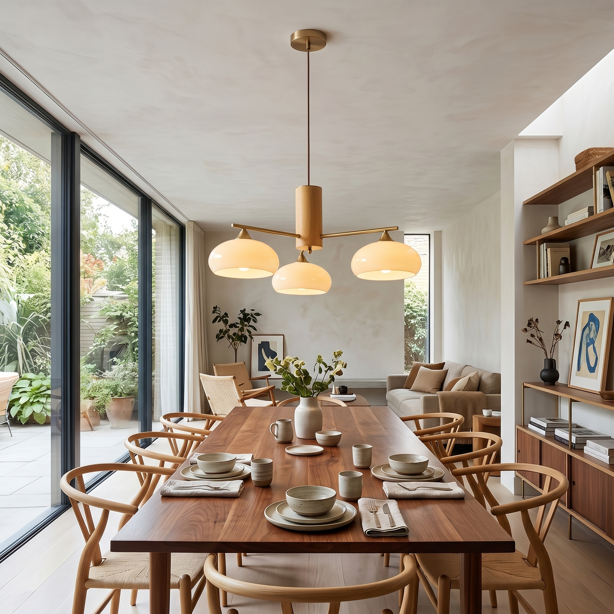 Elliptischer Persimmon-Kronleuchter aus Holz