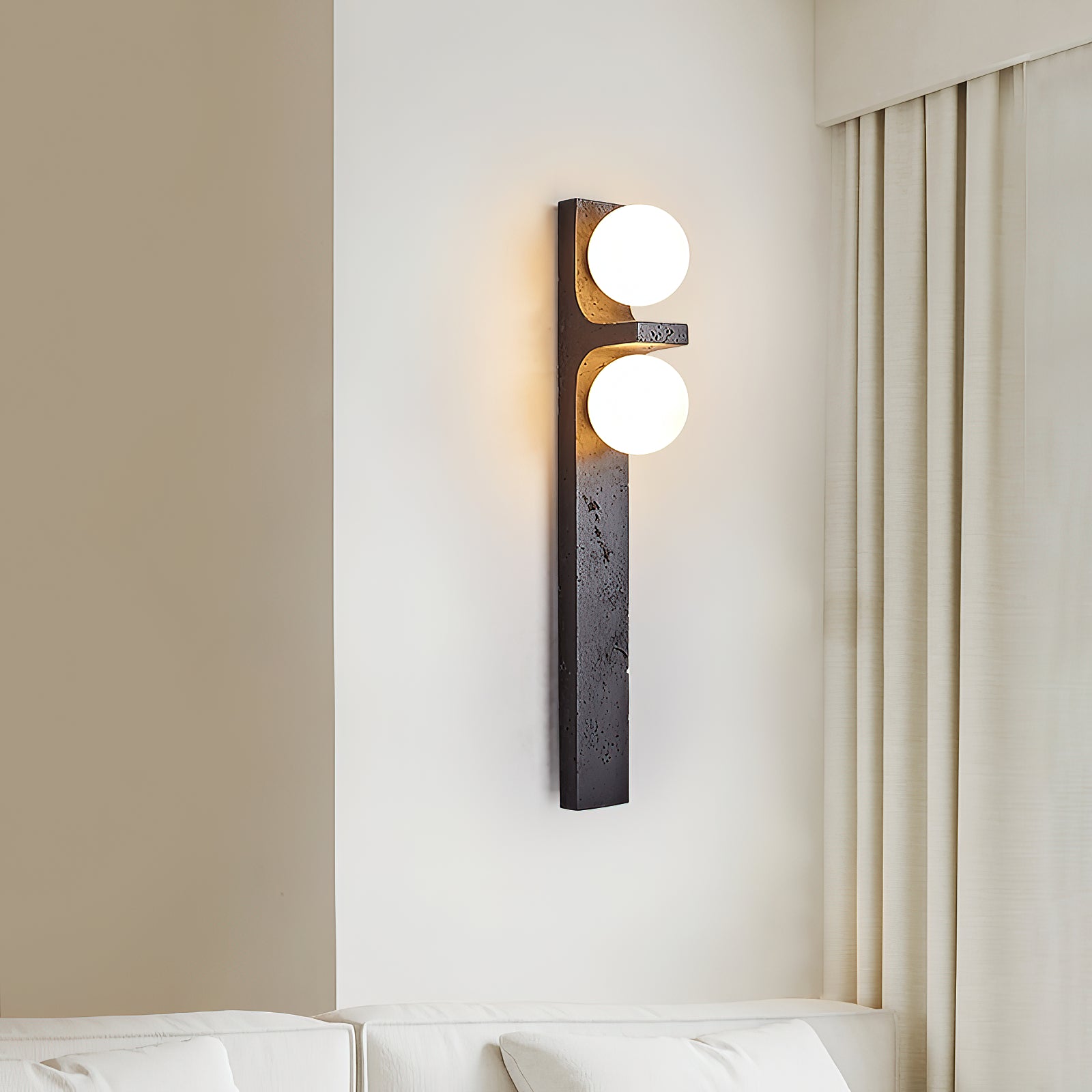 Asymmetrical Travertine Wall Sconce