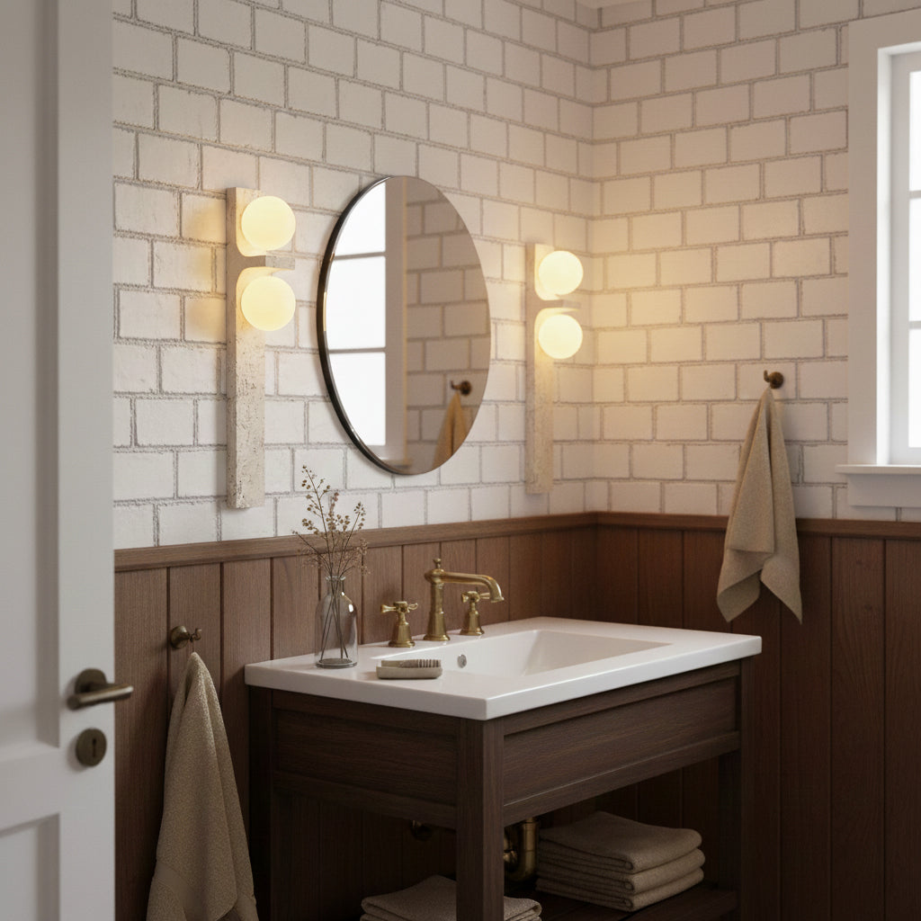 Asymmetrical Travertine Wall Sconce