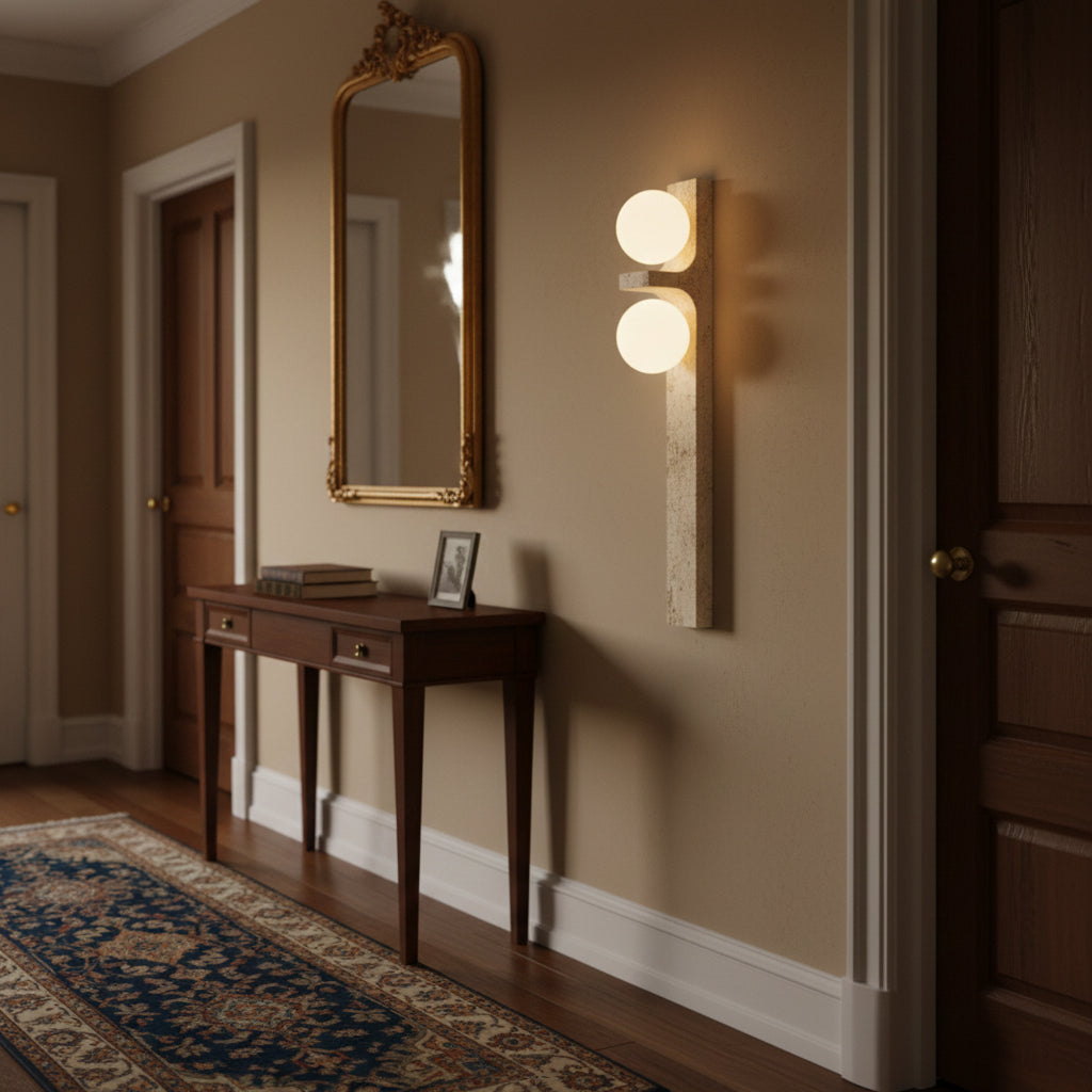 Asymmetrical Travertine Wall Sconce