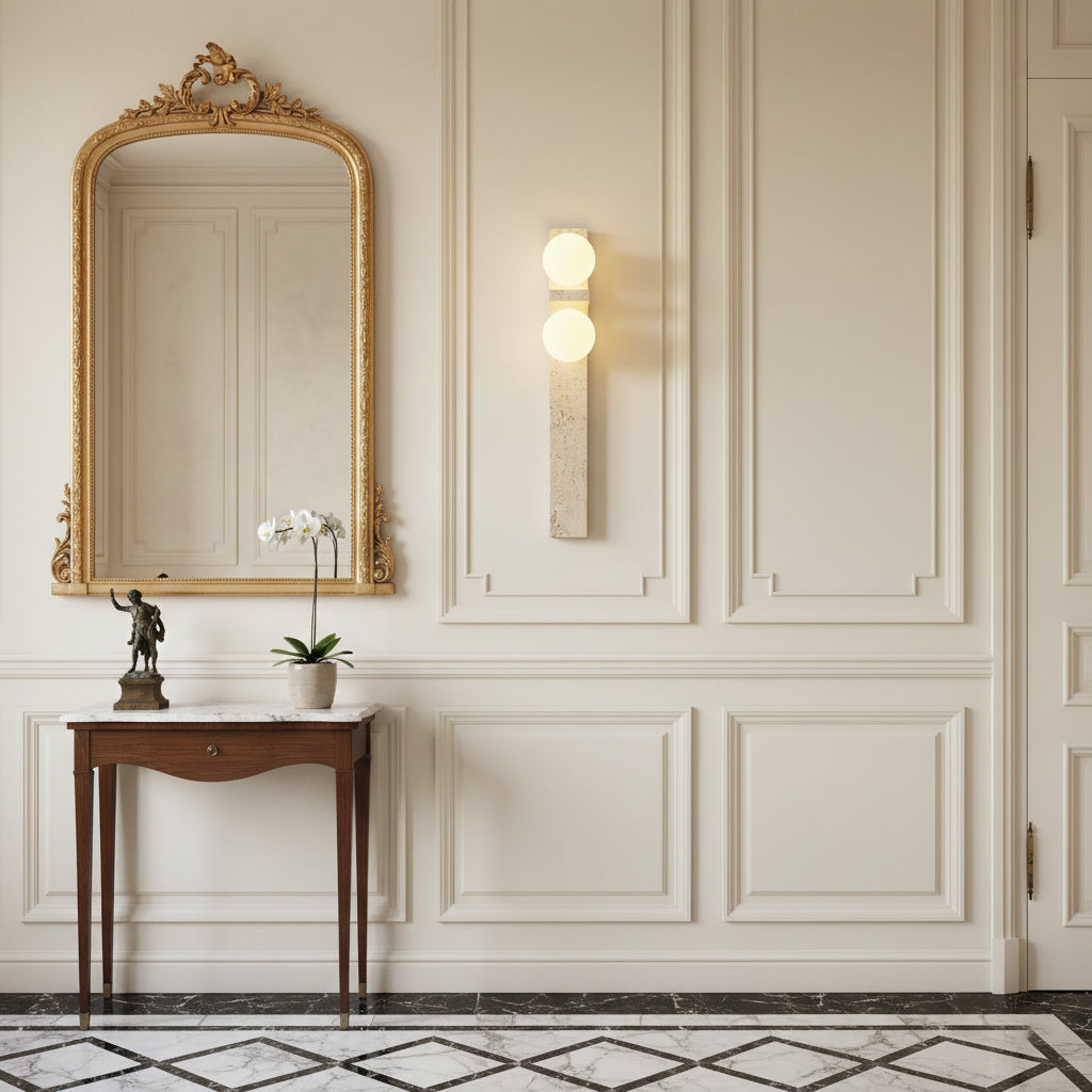 Asymmetrical Travertine Wall Sconce