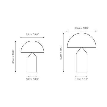 Mushroom Dome Glass Table Lamp – detail 3 — Dimension drawings 1
