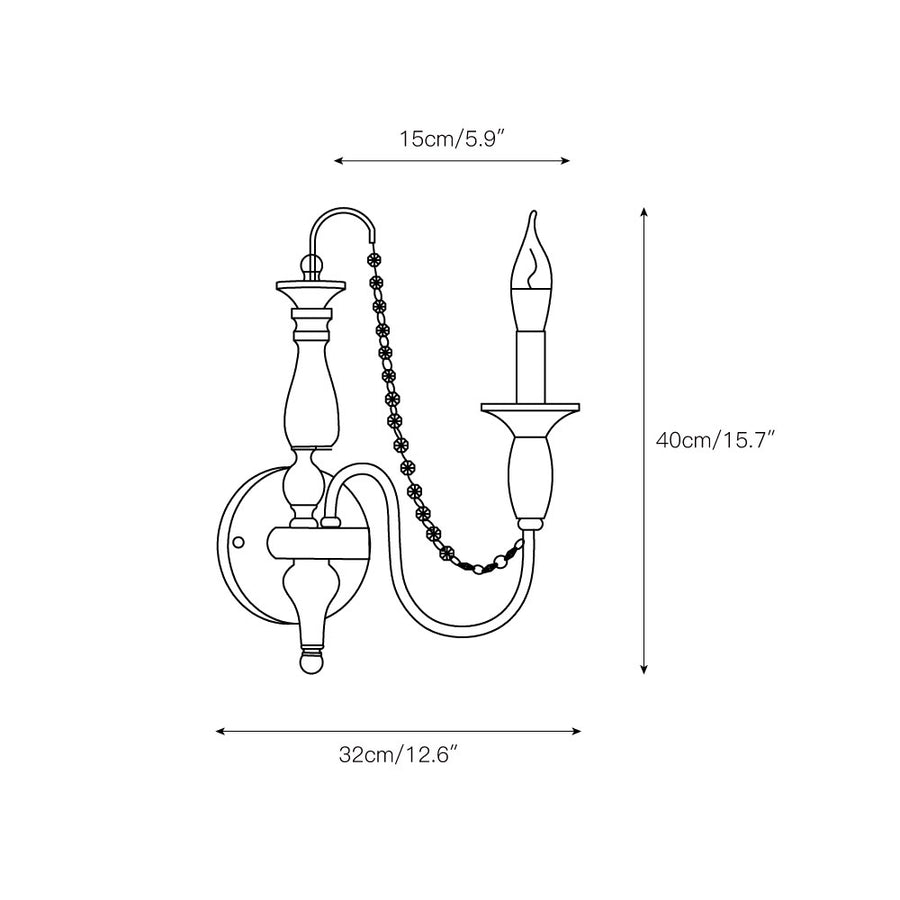 Aubervilliers Candle Wall Lamp – detail 3 — Dimension drawings 1