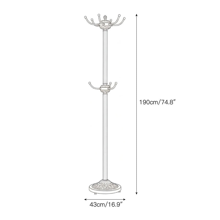 Baroque Brass Freestanding Coat Rack – detail 4 — Dimension drawings 2