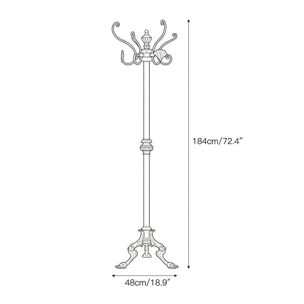 Baroque Brass Freestanding Coat Rack