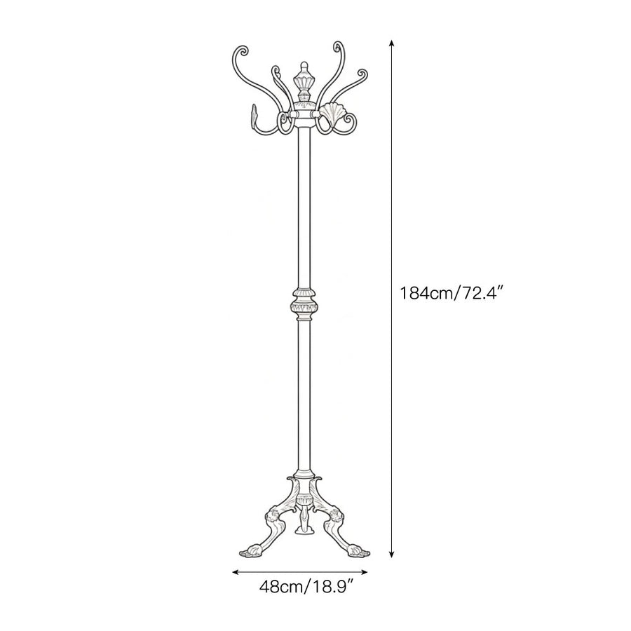 Baroque Brass Freestanding Coat Rack – detail 3 — Dimension drawings 1