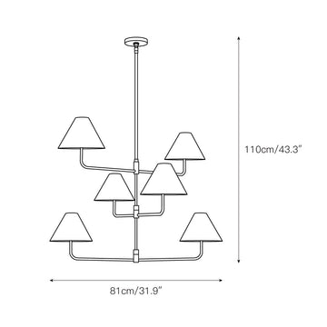 Basden Three Tier Chandelier – detail 3 — Dimension drawings 1