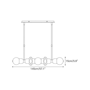 Belmont Brass Alabaster Linear Chandelier – detail 3 — Dimension drawings 1