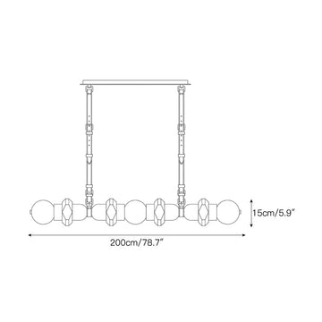Belmont Leather Alabaster Linear Chandelier – detail 4 — Dimension drawings 2