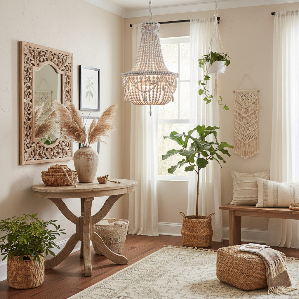 Betsey Wood Bead Chandelier