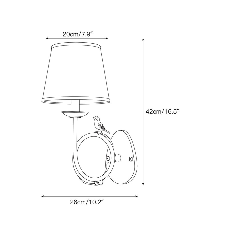 Bird Fabric Wall Sconce – detail 3 — Dimension drawings 1