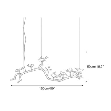 Bird Song Branching Linear Chandelier – detail 3 — Dimension drawings 1