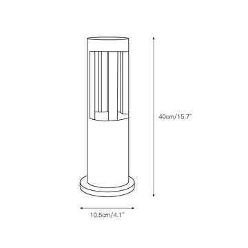 Black Cylindrical Garden Outdoor Light – detail 3 — Dimension drawings 1