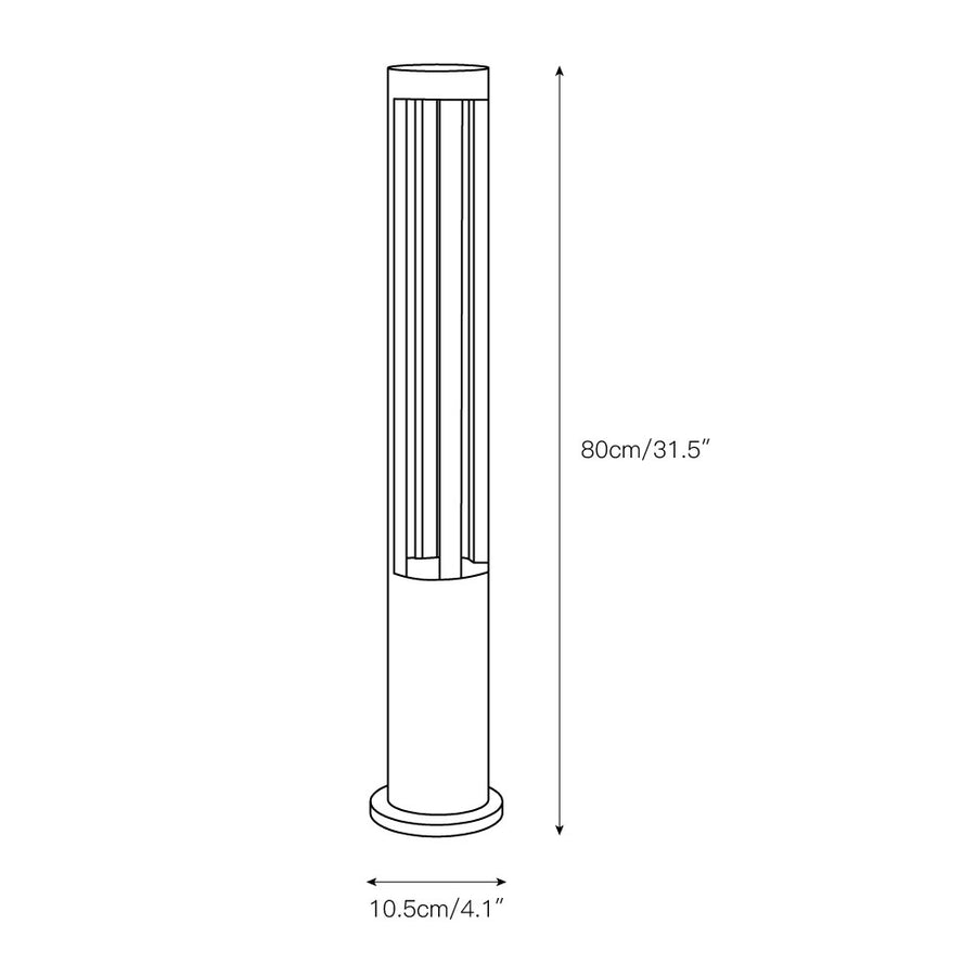 Black Cylindrical Garden Outdoor Light – detail 5 — Dimension drawings 3