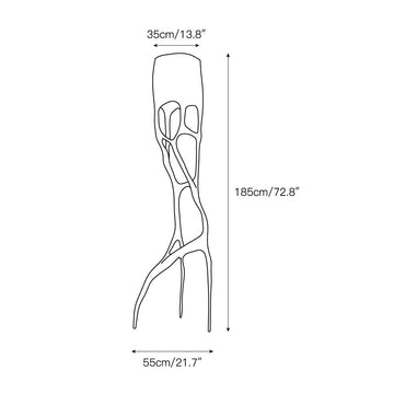 Brutalist Tree Sculpture Floor Lamp – detail 3 — Dimension drawings 1