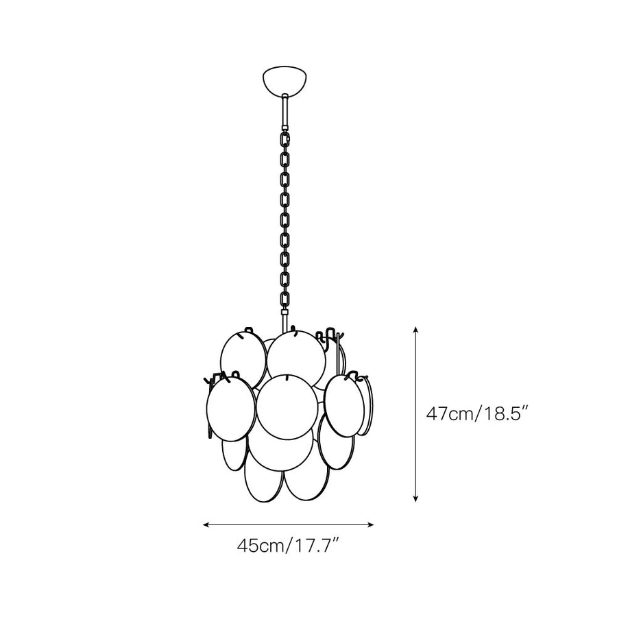 Blue Disc Murano Chandelier – detail 4 — Dimension drawings 1