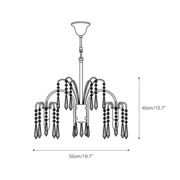 Brass Candle Crystal Chandelier – detail 3 — Dimension drawings 1