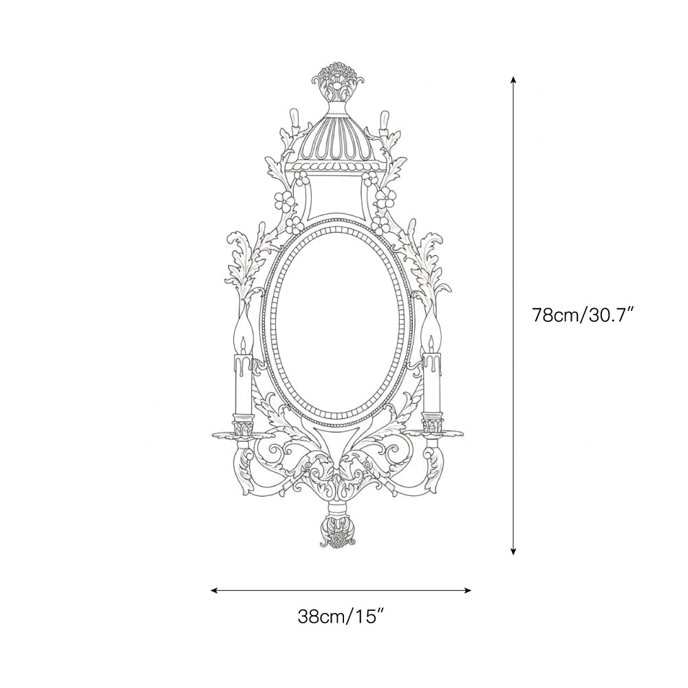Brass Carved Mirror Wall Lamp