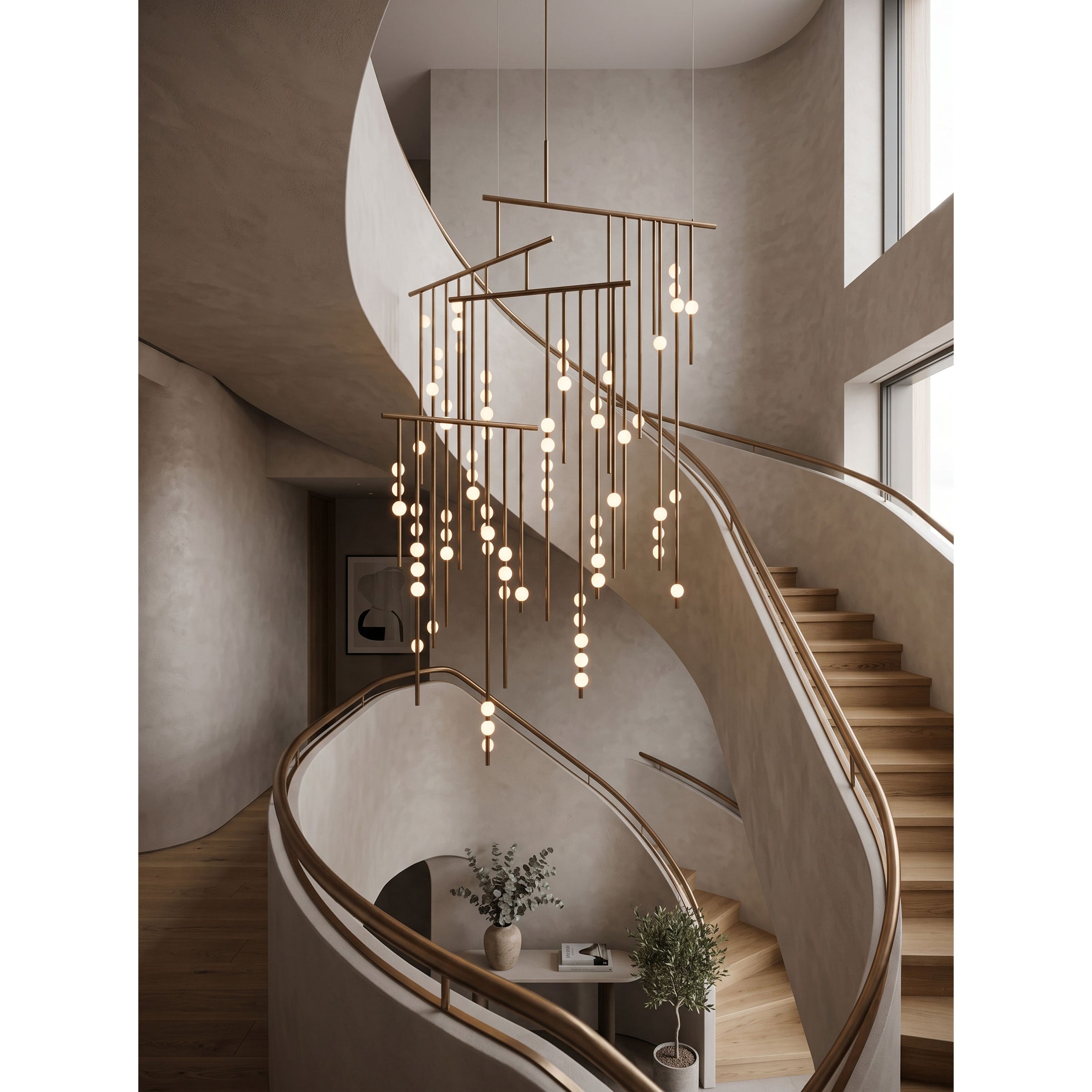 Brass Drop System Chandelier