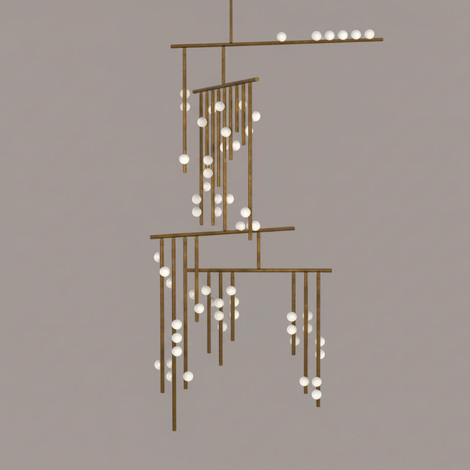 Brass Drop System Chandelier