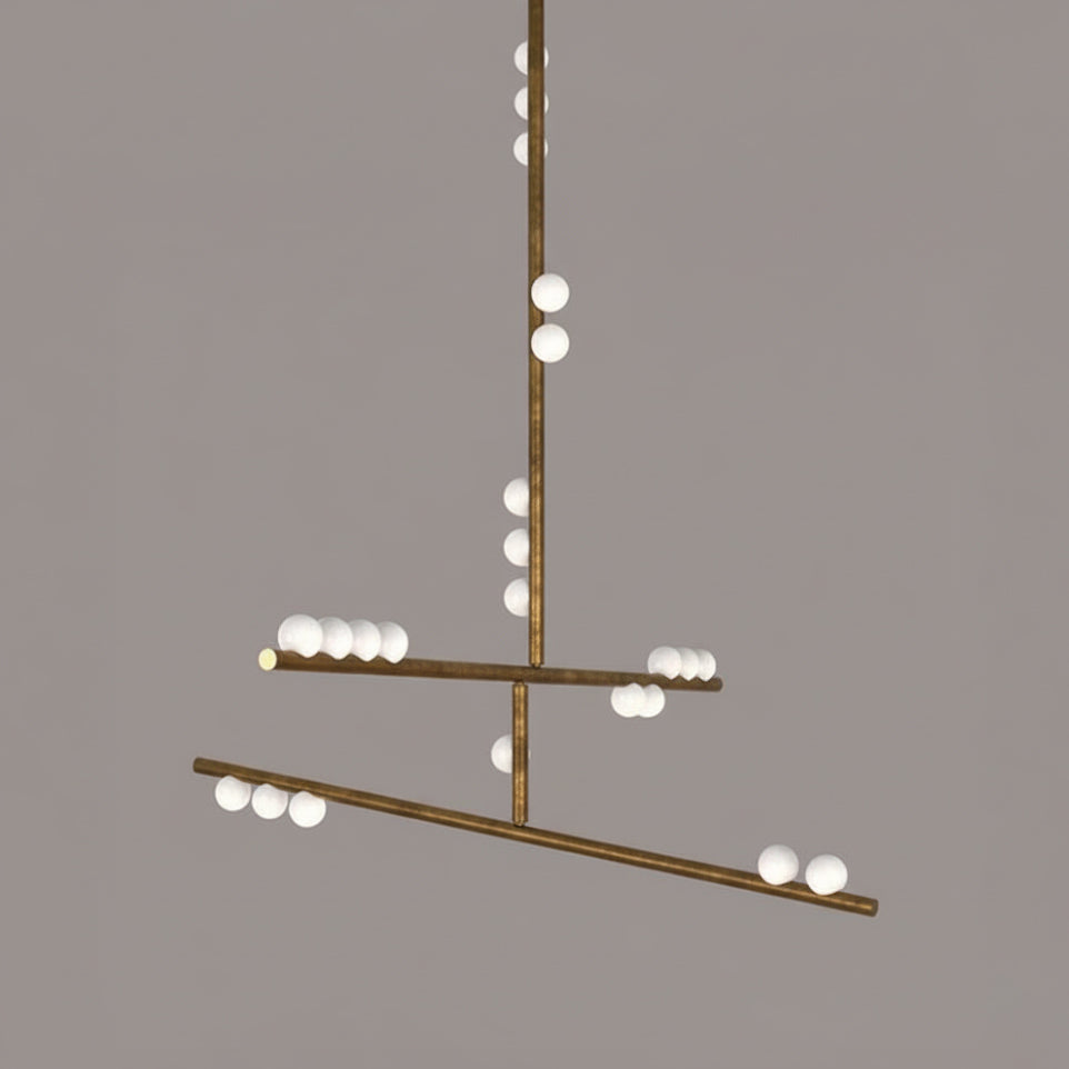Brass Drop System Chandelier