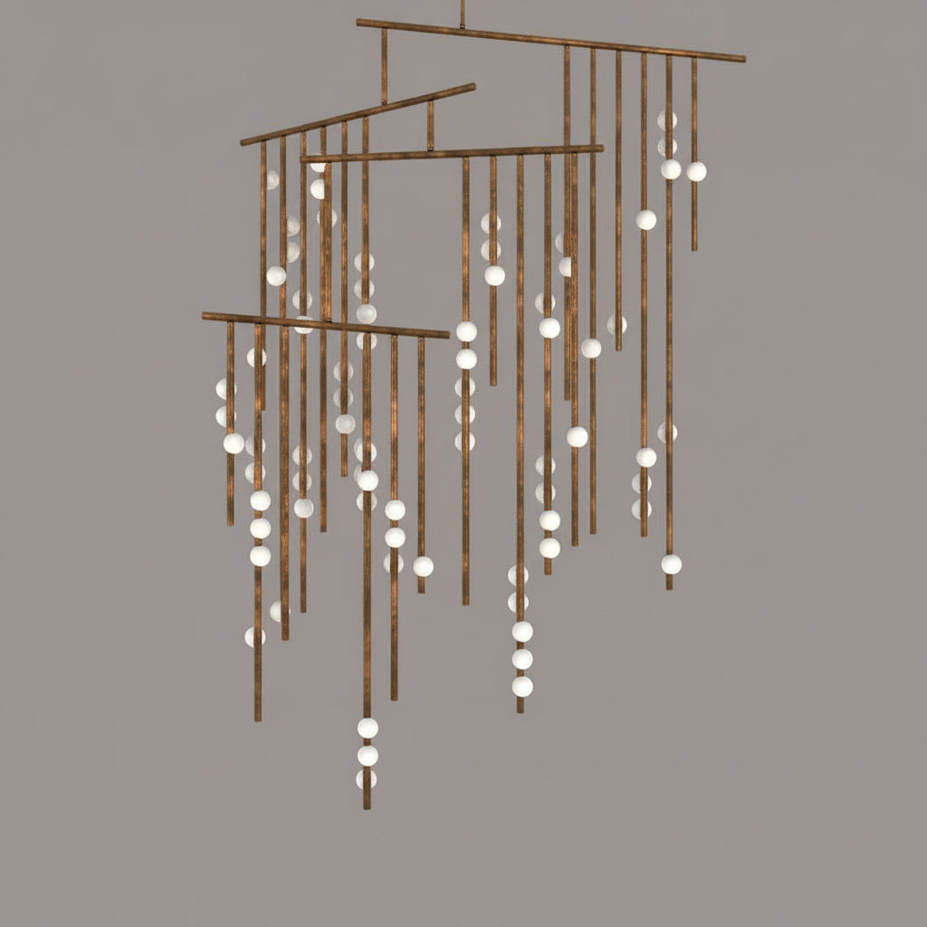 Brass Drop System Chandelier