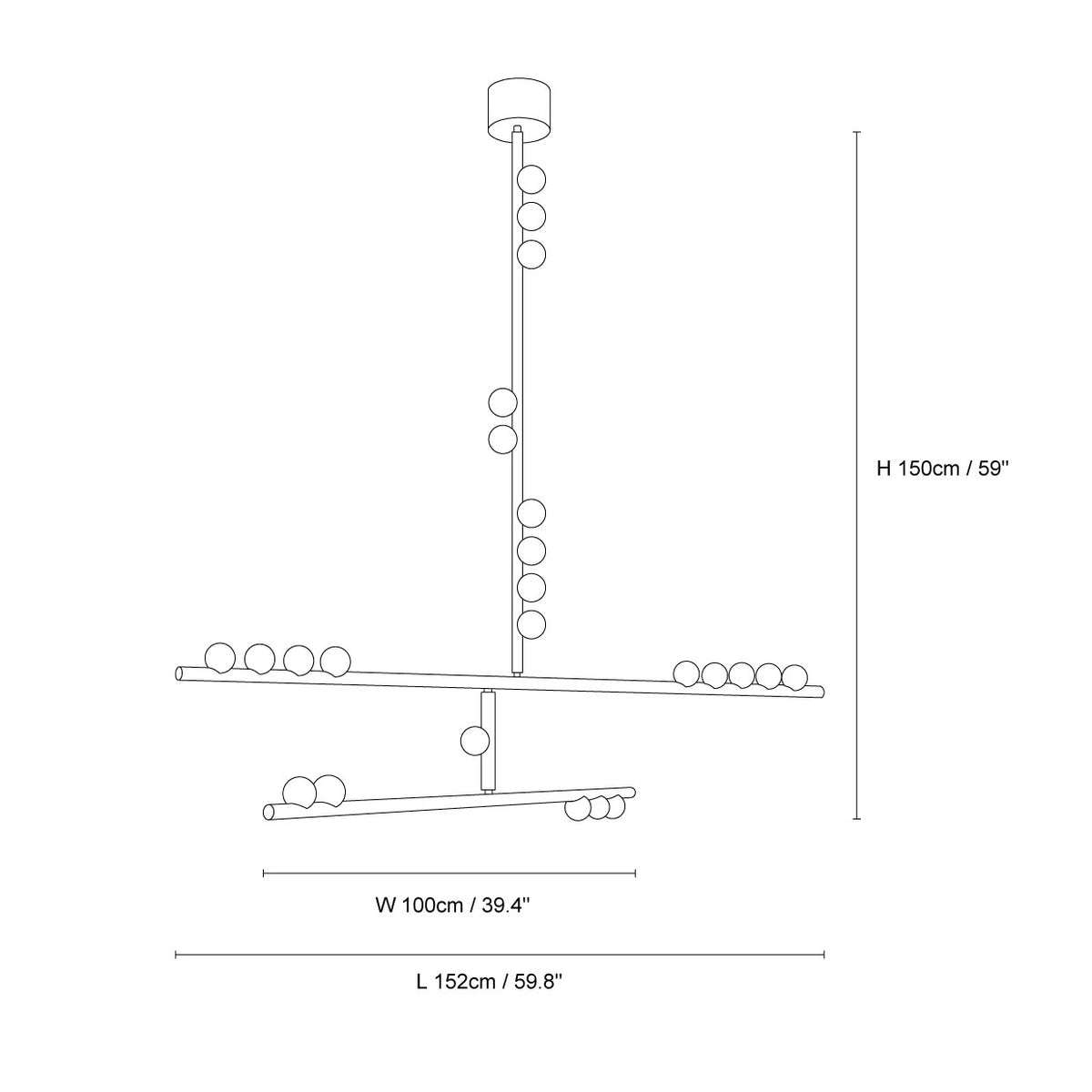 Brass Drop System Chandelier