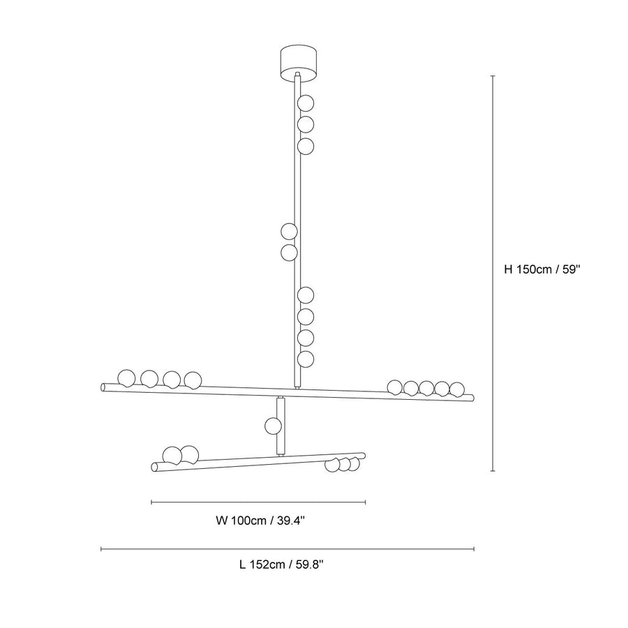 Lampadario a Sistema Drop in Ottone — Dimension drawings 1