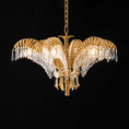 Bild in Galerie-Betrachter laden, Brass Palm Leaf Crystal Chandelier

