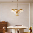 Bild in Galerie-Betrachter laden, Brass Palm Leaf Crystal Chandelier
