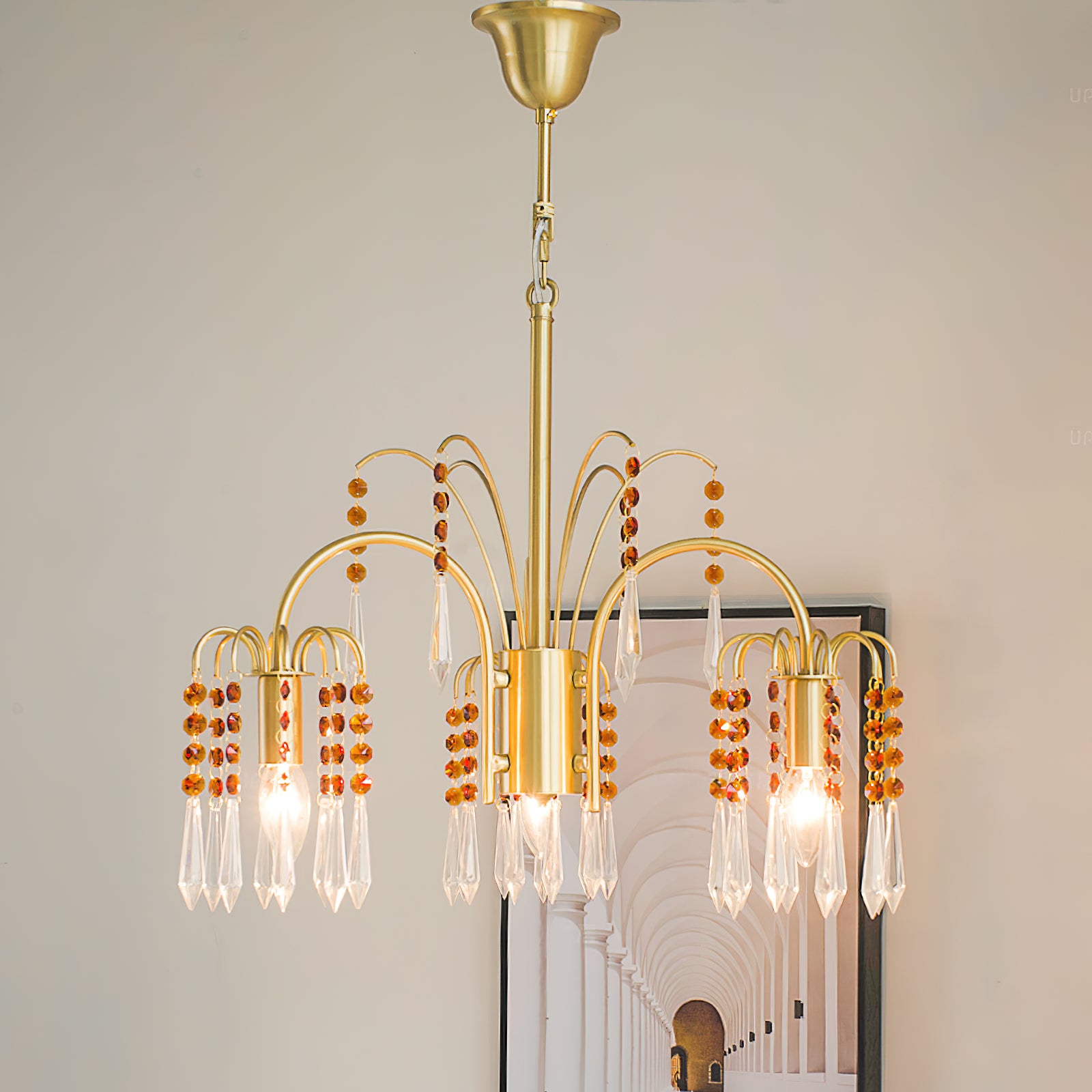 Brass Candle Crystal Chandelier